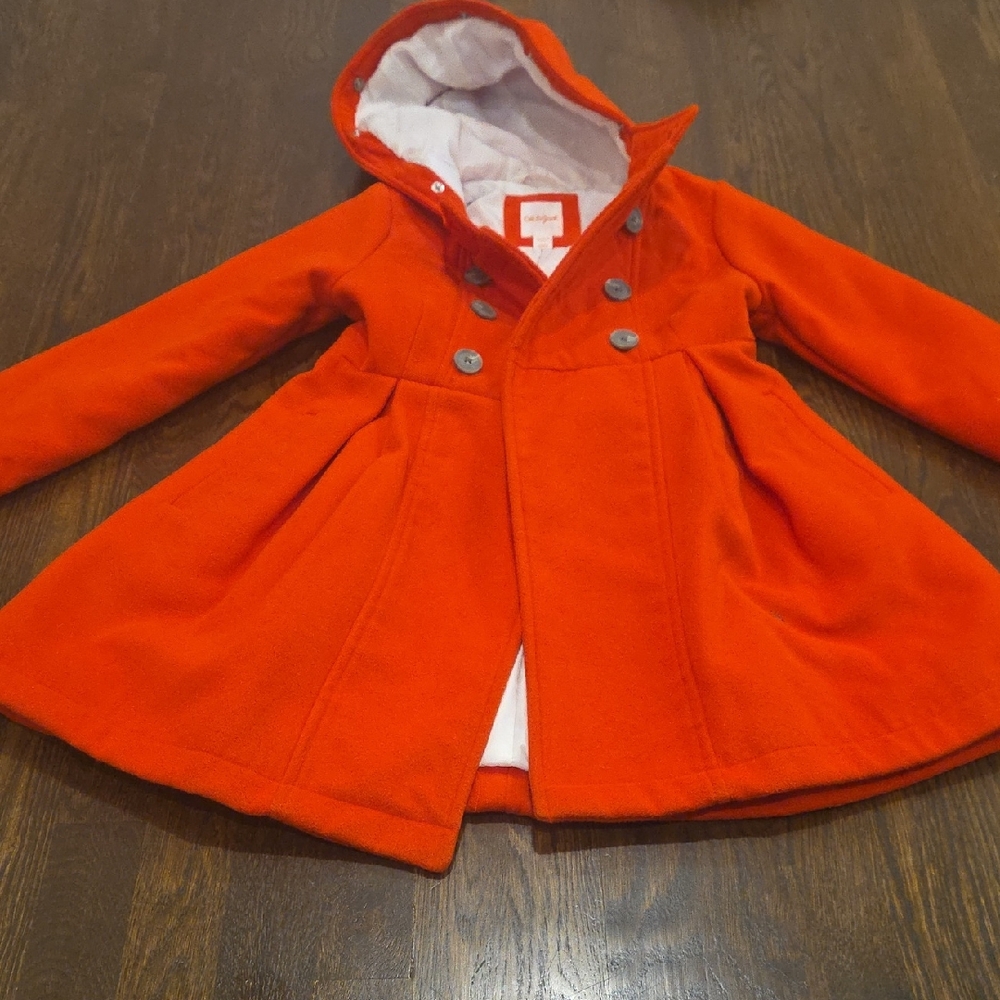 Cat & Jack Bright Red Hooded Pea Coat